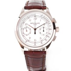 DETAILSManufacturer: Patek PhilippeModel: Chronograph Reference Number: 5170G-001Movement: Manual windingCondition: Very goodGender: Men’s/unisexTime Period: 2013Retail / Compare-At Price: $87,100Our Best Price: $58,500CALIBERMovement: -Caliber: CH 29-535 PS AIG.1Jewels: 33CASECase Material: 18K white goldCase Diameter: 39.4 mmThickness: 11 mmWaterproof: 100 ft./30 m.Water Resistance: 3 ATMMaterial Bezel: Fixed 18K white gold Glass: Sapphire crystal Dial: Silvery white Dial Numerals: 18K white g Patek Philippe Watches Men, Luxury Watch Collection, Patek Watches, Patek Philippe Calatrava, Patek Philippe Watches, Patek Philippe Aquanaut, Gold Models, Gold Glass, Patek Philippe