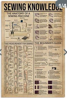 an old sewing instruction poster with instructions on how to sew and thread the machine