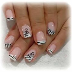 Piano Nails, Music Note Nails, Music Nail Art, Music Nails, Square Nail Designs, French Tip Acrylic Nails, Nail Polish Art, Fall Acrylic Nails