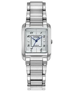 Bianca White Dial Stainless Steel Bracelet EW5600-52D | CITIZEN Luxury Diamond Watch With Rectangular Stainless Steel Dial, Modern Evening Watches With Rectangular Dial, Elegant Diamond Watch With Metal Dial, Silver Rectangular Watch With Polished Finish, Elegant Metal Dial Watch Accessories For Formal Occasion, Elegant Rectangular Jewelry And Watches For Evening, Classic Silver Watch With Rectangular Dial, Modern Silver Watch With Rectangular Dial, Modern Silver Watches With Rectangular Dial