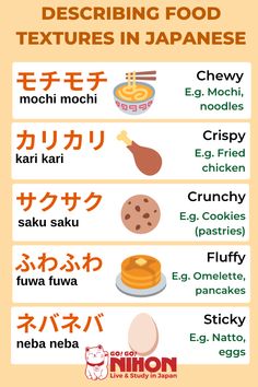 the different types of food in english and japanese