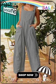 Beautiful Pockets Patchwork Button Jumpsuit Pants Jumpsuit Pants, Jumpsuits And Romper, Jumpsuit Fashion, Shopping List, New Fashion, Pant Jumpsuit, Jumpsuit Romper, Cotton Blend, Jumpsuit