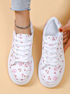 Multicolor Sporty Collar   Floral Skate Shoes Embellished   Women Shoes Shoes Shein, Dr Shoes, Pretty Shoes Sneakers, Girly Shoes, Floral Shoes, Mens Nike Shoes, Leather Shoes Men, Painted Shoes, Pretty Shoes