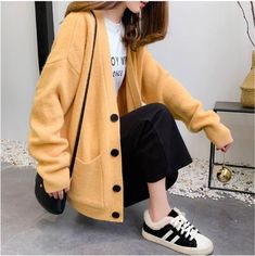 Casual Solid Color Winter Cardigan Sweater – Tomscloth Baby Tees Y2k, Women Sweaters Winter, Y2k Baby Tee, Winter Cardigan, Knitting Women Sweater, V Neck Cardigan, Sweater Women, College Fashion, Sweater Pattern