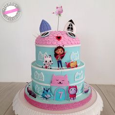 Gaby dollhouse cake decorated in fondant Gabby's Dollhouse Birthday Ideas, My Little Pony Birthday Party, Little Pony Birthday Party, Unicorn Birthday Cake, Custom Birthday Cakes, Ballerina Party