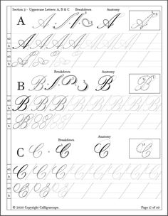 cursive handwriting worksheet with capital and lowercase letters