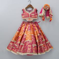 Multicoloured Lehenga, Lehenga With Net Dupatta, Top And Lehenga, Brocade Embroidery, Baby Lehenga, Kids Party Wear Dresses, Kids Ethnic Wear, Kids Dress Collection