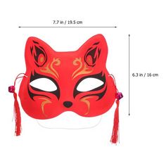 Embrace the Spirit of the Kitsune: Red Japanese Half Mask for Cosplay & Festivals Embrace the allure and mystique of the Japanese Kitsune (fox mask) with our Red Japanese Kitsune Mask. This half mask captures the essence of traditional folklore, featuring intricate details and vibrant red hues. Crafted with care, it's perfect for Halloween, parties, festivals, and cosplay. The mask is designed for comfort and durability, ensuring a snug fit and long-lasting wear. Whether you're seeking an enchan Red Fantasy Halloween Masks, Red Costume Masks For Festivals, Red Masks And Prosthetics For Costume Festivals, Red Masks And Prosthetics For Festivals, Red Masquerade Mask For Halloween Cosplay, Red Cosplay Mask For Carnival, Red Masks For Carnival Festival, Japanese Kitsune Mask, Japanese Kitsune