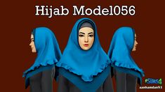 three mannequins wearing blue headscarves with the words hijab model 05