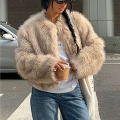 Super Cute And Stylish Ships In 5-10 Business Days Faux Fur Coat With Dress, Louis Vuitton Fluffy Jacket, Cute Comfy Fall Outfits, Fur Jackets For Women, Colorado Fits, Fur Jacket Outfit, Cropped Plus Size, Comfy Fall Outfits, Fall Streetwear