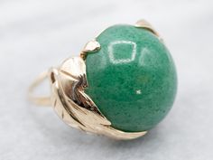 Vintage Aventurine Statement Ring, Botanical Gold Aventurine Ring, Floral Quartz Ring, Aventurine Jewelry, Cabochon Ring A15894 - Etsy