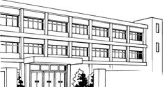 a black and white drawing of an apartment building