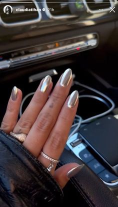 Silver Shiny Nails, Cutesy Nails, College Nails, Electric Picnic, Nail Vibes, Bday Nails, Hair Skin Nails