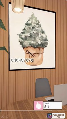 a computer screen with an image of a potted plant on it's wall