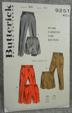 the pattern for girls'or boys'pants is shown