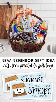 the new neighbor gift idea with free printable gift tags