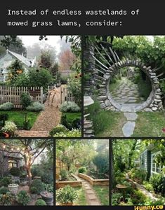 a series of photos showing different landscaping features