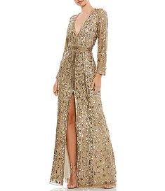 Women's Dresses & Gowns | Dillard's Vestidos Color Coral, Gold Gown, Sheath Gown, Unique Prom Dresses, Long Sleeve Gown, Column Gown, Mac Duggal, A Line Gown, Gorgeous Gowns