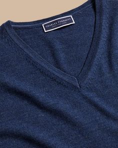 Merino V-Neck Jumper - Ink Blue | Men's Charles Tyrwhitt Merino V-Neck Sweater - Ink Blue Size Large Wool Classic Blue V-neck Sweater, Classic Navy V-neck Top, Classic Blue V-neck Sweater For Work, Charles Tyrwhitt Shirt, Merino Sweater, Charles Tyrwhitt, Ink Blue, New Details, Blue Ink