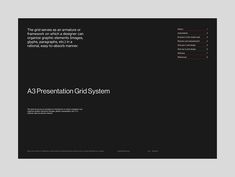 a black and white brochure with the words as presentation grid system on it