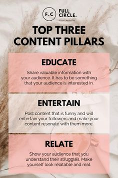 the top three content pillars for bloggers to use on their blog or social page