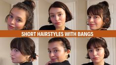 SHORT HAIRSTYLES WITH BANGS French Bob Updo, Bob Updo, Bangs Updo, Short Bobs With Bangs, Bangs Ponytail, Bangs Tutorial, Bob Hairstyles With Bangs, Short Bangs, Messy Short Hair