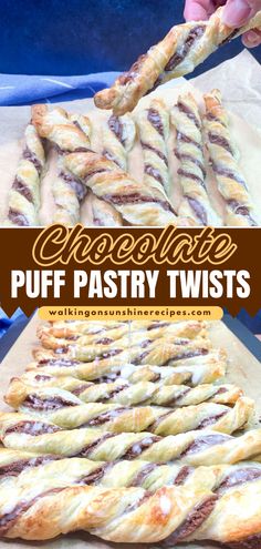 You only need a few ingredients to make these Chocolate Puff Pastry Twists. This yummy dessert recipe is filled with a sweetened chocolate cream cheese mixture rolled up in flaky puff pastry. Pin this easy dessert idea! Chocolate Puff Pastry, Pastry Twists, Sweet Puff Pastry, Easy Puff Pastry Recipe, Puff Pastry Recipes Dessert, Puff Pastry Twists, Chocolate Puff, Pastries Recipes Dessert, Puff Pastry Appetizers