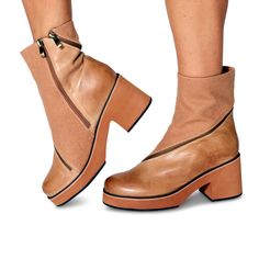 Illeana - Chattanooga Shoe Co.AntelopeU12TAUPETaupe (tan) Comfortable Stylish Shoes, Clog Heels, Most Comfortable Shoes, Contrast Piping, 2023 Collection, Winter 2023, Heeled Loafers, Zipper Detail, Platform Boots