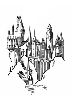 a drawing of hogwarts castle from the wizard's palace coloring page for kids