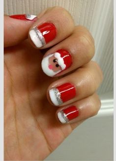 Christmas Nails Christmas Nail Designs Easy, Do It Yourself Nails, Nail Art Noel, Santa Nails, Unghie Nail Art, Christmas Nails Easy, Nail Art Videos, Nail Swag