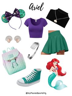 the little mermaid costume is featured in this post - disney character outfits, including shoes and accessories