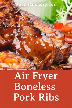 air fryer boneless pork ribs on a plate