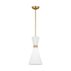 a white and gold pendant light hanging from the ceiling