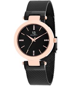 Roberto Bianci Cristallo Collection Model Rb0405 Watch - Quartz Movement View 1 Jewelry Clasps, Mineral Water, Mesh Bracelet, Stainless Steel Mesh, Steel Mesh, Bracelet Black, Black Stainless Steel, Stainless Steel Watch, Black Crystals