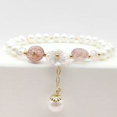 Elegant Adjustable Crystal Bracelet For Spring, Elegant Pearl Bracelet With Round Beads For Summer, Elegant Summer Pearl Bracelet With Round Beads, Elegant Summer Pearl Bracelet, Rose Gold Bracelets As Summer Gifts, Rose Gold Bracelets For Summer Gift, Summer Rose Gold Bracelets Gift, Elegant Beaded Bracelets For Spring Gift, Summer Gift Rose Gold Bracelet