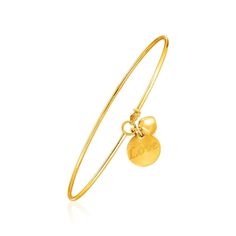 [Diamond Engagement Rings, Diamond Stud Earrings, and Gold Jewelry Online]-Angelucci Jewelry Yellow Gold Bangle, Wire Bangles, Puffed Heart, Gold Engraving, Bangle Bracelets With Charms, Diamond Star, Love Charms, Gold Bangle Bracelet, Gold Bangle