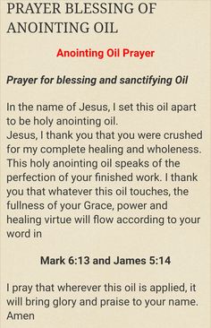 the prayer card for an evening oil prayer