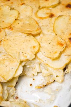 a casserole dish with potato chips in it