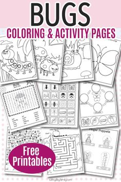 bugs coloring and activity pages with free printables for kids to color on the page