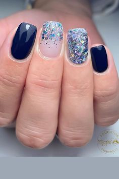 Winter Nails 2022, Winter Nail Trends, Nail Suggestions, Navy Nails, Nails 2022, Winter Nail Designs, Winter Nail, Glam Nails, Festival Nails