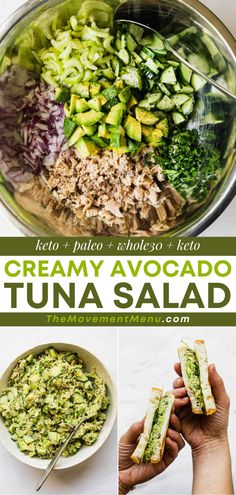 Creamy Avocado Tuna Salad, healthy lunch ideas, dairy free, paleo, low carb, whole30, keto Salad Guide, Tuna Lunch, Avocado Tuna, Canned Tuna Recipes, Avocado Tuna Salad, Workout Eating