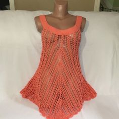 New Crochet Swim Beach Tunic Dress Cover Up Size L Handmade Crochet Color: Coral (Pink Blush) Material: Hypoallergenic Microfiber Yarn Fibers: 100% Microfiber Acrylic New, Unworn. Approximate Measurements - Please See Last Picture. Spring V-neck Crochet Beach Dress, Spring Crochet Trim Beach Cover-up Dress, Summer Crochet Top For Vacation Beach Cover-up, Sleeveless Summer Cover-up With Crochet Trim, Fitted Pink Beach Cover-up, Stretch Crochet Beach Cover-up Dress, Stretch Crochet Dress For Beach Cover-up, Stretch Crochet Dress For Beach, Summer V-neck Crochet Dress