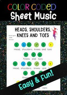 the color code sheet music has numbers and tots