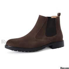 Russoo - Stylish Mens Chelsea Boots: Versatile Casual Footwear for Trendy, Sleek Ankle Support Casual Fitted Chelsea Boots For Business, Fitted Casual Chelsea Boots For Business, Casual Chelsea Boots With Round Toe And Fitted Fit, Casual Fitted Chelsea Boots Ankle-high, Casual Fitted Ankle-high Chelsea Boots, Casual Chelsea Boots For Fall, Casual Fitted Chelsea Boots For Fall, Fitted Casual Chelsea Boots For Fall, Casual Chelsea Boots For Business In Winter