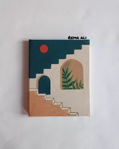 a small book with an image of a house and palm leaves on it's cover