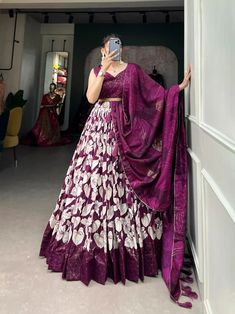 Purple Tusser Silk Stitched Lehenga Choli, Lehenga for Women, Wedding Lehenga, Chaniya Choli, Festive Wear Lehenga, Women's Lehenga, Choli - Etsy Elegant Lehenga, Anarkali Patterns, Red Lehenga Choli, Bridesmaid Lehenga, Printed Lehenga