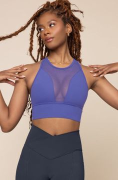 Stellar Bra - Iris Athleisure Mesh Sports Bra With Built-in Bra, Mesh Sports Bra With Built-in Bra For Light Exercise, High Stretch Racerback Activewear With Removable Bra Pads, Stretch Sports Bra With Removable Pads For Training, Compressive Racerback Activewear With Removable Bra Pads, Athleisure Training Bra With Removable Pads, Athleisure Bra With Removable Pads For Pilates, Compressive Athleisure Bra With Removable Pads, Athleisure Compressive Bra With Removable Pads