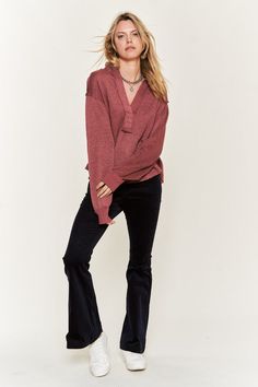 Introducing Jade By Jane's Deep V-neck Collared Long sleeve Knit Top. With its deep V neckline and drop shoulder long sleeves, this top offers a relaxed fit and a chunky yet lightweight feel. Perfect for fall, this top is a must-have addition to your wardrobe. Deep V-neck Collared Long sleeve Knit Top Features: -Deep V neckline-Drop shoulder long sleeves-Relaxed fit-Chunky yet lightweight feel-fall clothing-S(2)-M(2)-L(2)-XL(2)-1XL(2)-2XL(2)-3XL(2)*PLUS Size is available* Made In: USA Fabric Con Casual V-neck Long Sleeve Top For Fall, Trendy V-neck Long Sleeve Sweater, Trendy Stretch V-neck Long Sleeve Sweater, Oversized V-neck Long Sleeve Top For Fall, Trendy Fall V-neck Long Sleeve Top, Oversized V-neck Top For Winter, Fall Stretch Long Sleeve V-neck Sweater, Trendy Long Sleeve V-neck Sweater, Stretch Long Sleeve V-neck Sweater For Fall