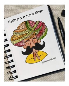 a notebook with an image of a man wearing a sombrero