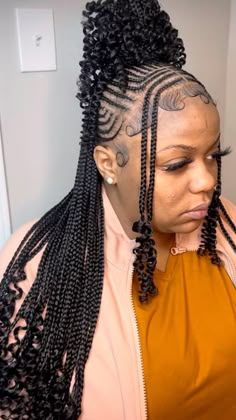 Feed In Braids Knotless In Back, Trendy Braided Hairstyles 2023, Six Feed Ins Braids, Braids Going Into A Ponytail Black, Braided Cornrow Hairstyles 2023, Feed In Braided Hairstyles, Feed In Knotless Braids, New Braids Hairstyles 2023, New Braid Styles 2023